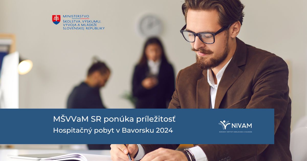 Učitelia nemeckého jazyka na základných alebo stredných školách môžu aktuálne využiť ponuku Ministerstva školstva, výskumu, vývoja a mládeže SR (MŠVVaM SR) a prihlásiť sa na hospitačný pobyt na nemeckej škole. Konkrétne na škole v Bavorsku. Prihlásiť sa je potrebné do 24. mája 2024.