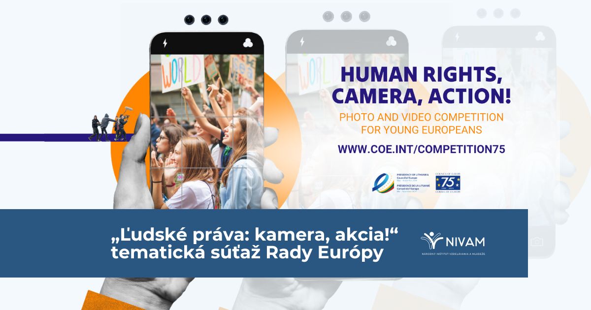 Rada Európy pozýva mladých „osláviť“ svoje 75. výročie založenia medzinárodnou súťažou. Kľúčovou témou je kreatívna vízia ľudských práv, nástrojom smartfón či fotoaparát a platformou sociálna sieť Instagram. Do konca júla 2024 sa mladí do 26 rokov môžu zapojiť do súťaže „Ľudské práva: kamera, akcia!“     
