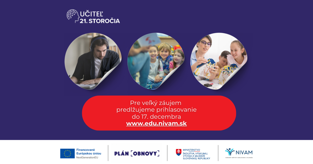 Pre veľký záujem predlžujeme prihlasovanie do kurzov série Učiteľ 21. storočia