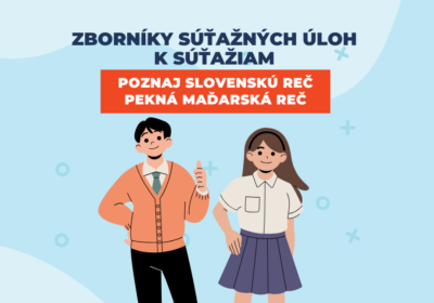Kreslený obrázok s dvomi postavičkami k súťaži Poznaj slovenskú reč a Pekná maďarská reč