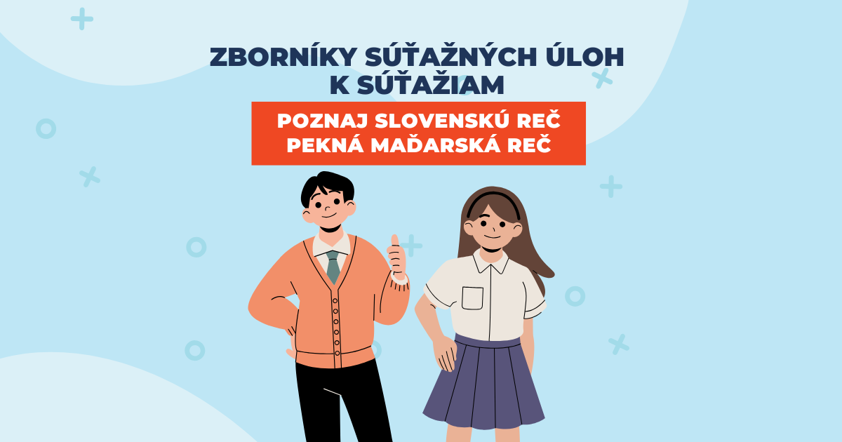 Kreslený obrázok s dvomi postavičkami k súťaži Poznaj slovenskú reč a Pekná maďarská reč